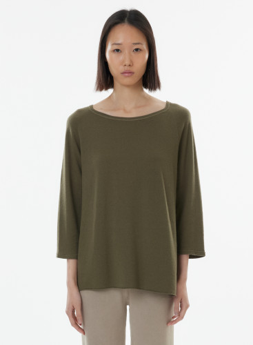 3/4 Sleeve Boatneck T-shirt in Cashmere