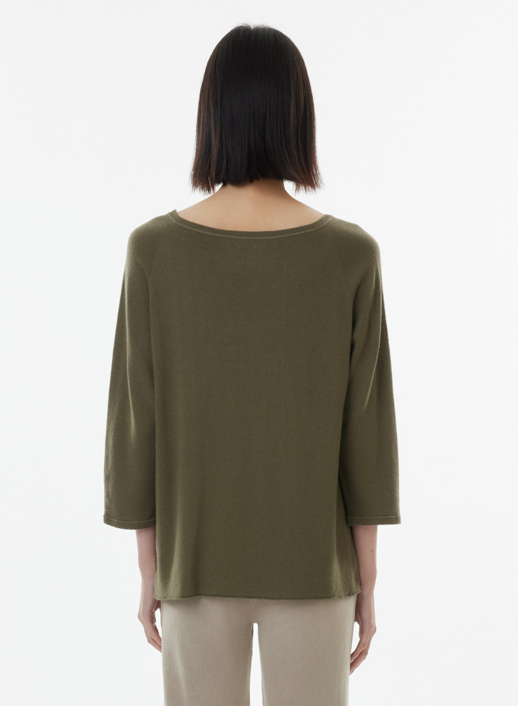 3/4 Sleeve Boatneck T-shirt in Cashmere