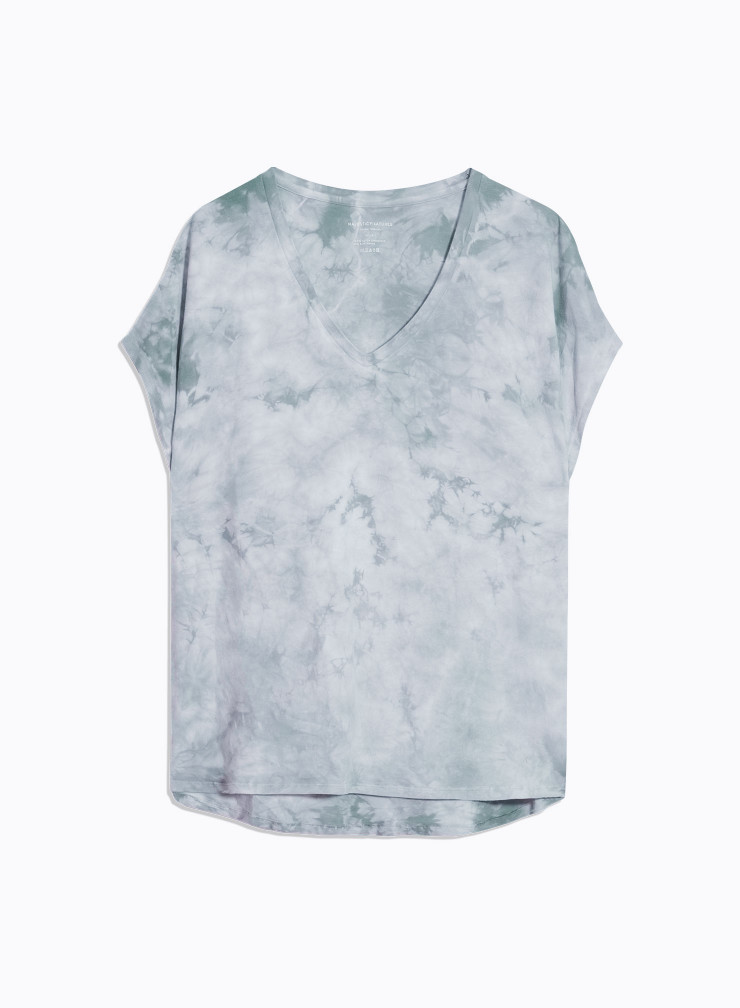 Camiseta de manga corta con cuello en V de Algodón orgánico / Elastano