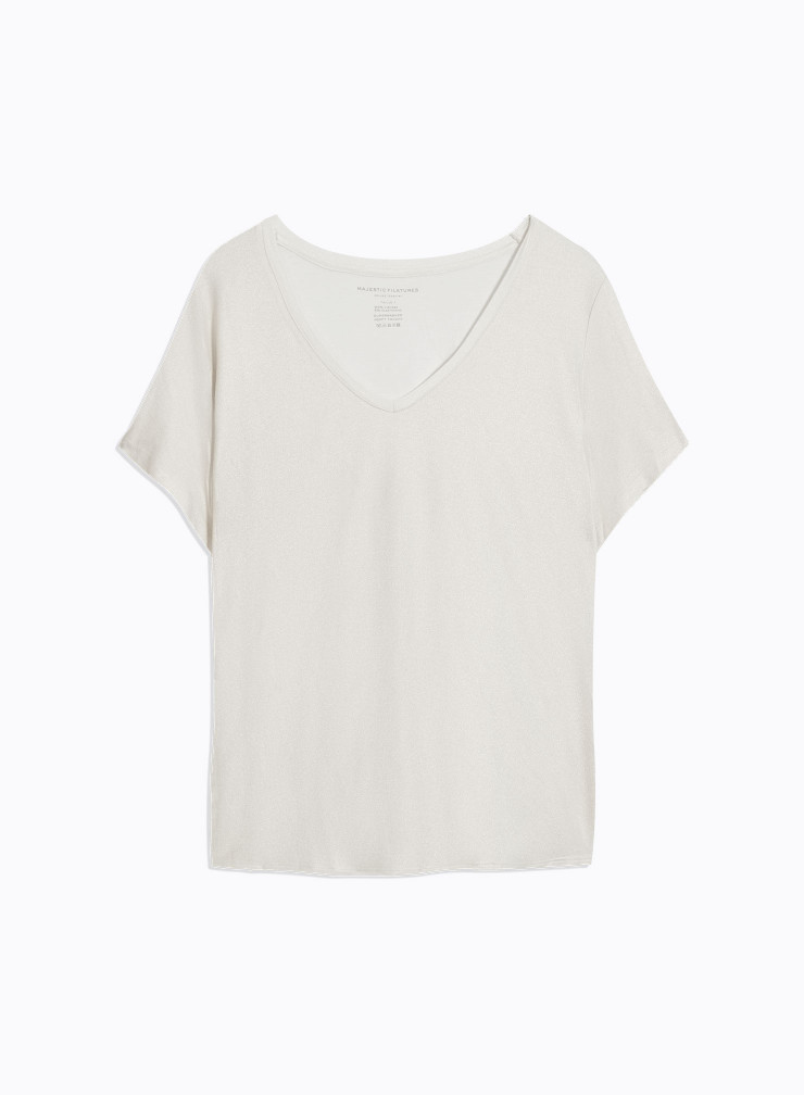 V-neck short sleeves t-shirt in Viscose / Elastane