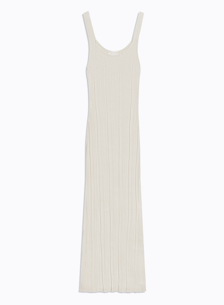 Langes geripptes Kleid aus Bio-Baumwolle / Viskose