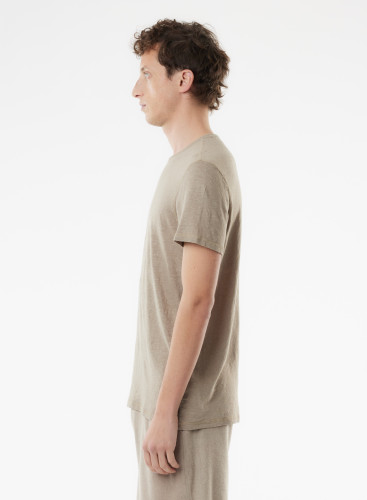 Camiseta con cuello redondo de manga corta de Lino / Elastano
