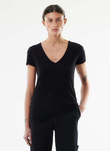 Julia T-Shirt V-Ausschnitt  kurze Ärmel aus Deluxe-Baumwolle