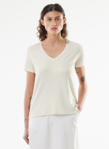 V-neck short sleeves t-shirt in Viscose / Elastane
