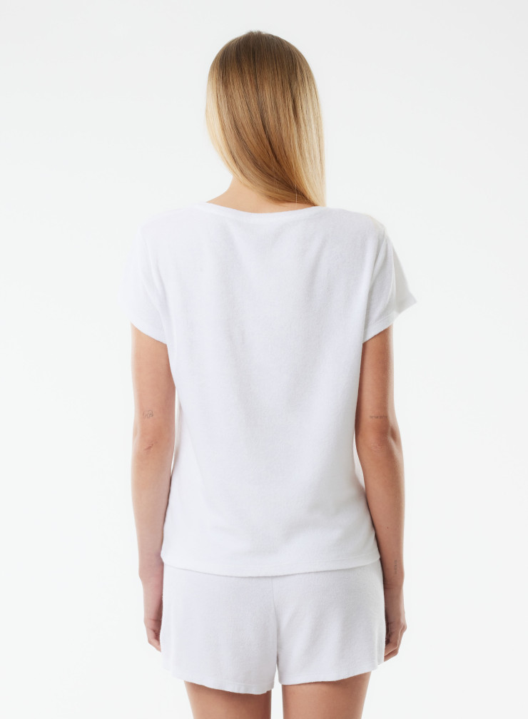 T-Shirt mit Rundhalsausschnitt und kurzen Ärmeln aus Bio-Baumwolle / Modal