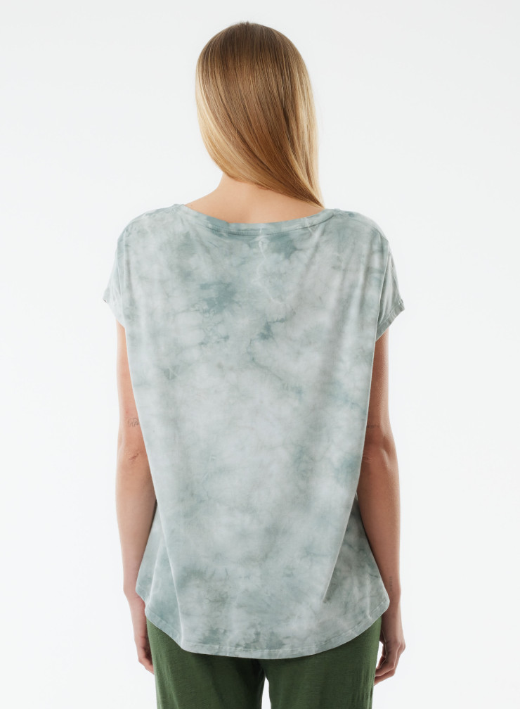 T-Shirt mit V-Ausschnitt und kurzen Ärmeln aus Bio-Baumwolle / Elasthan