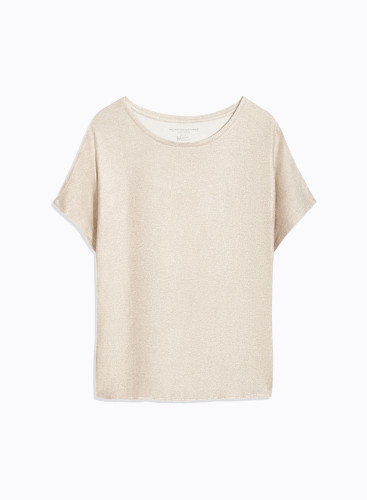 Round neck short sleeves t-shirt in Viscose / Linen / Elastane