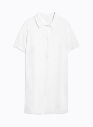 Short sleeves shirt dress in Linen / Elastane