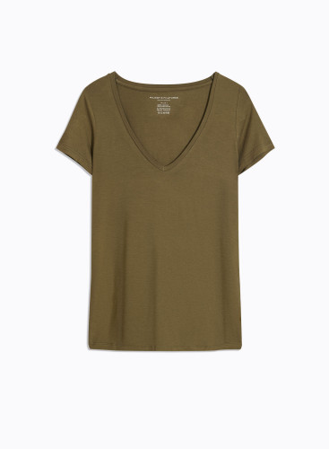 Viscose / Elastane Short Sleeve V-Neck T-shirt
