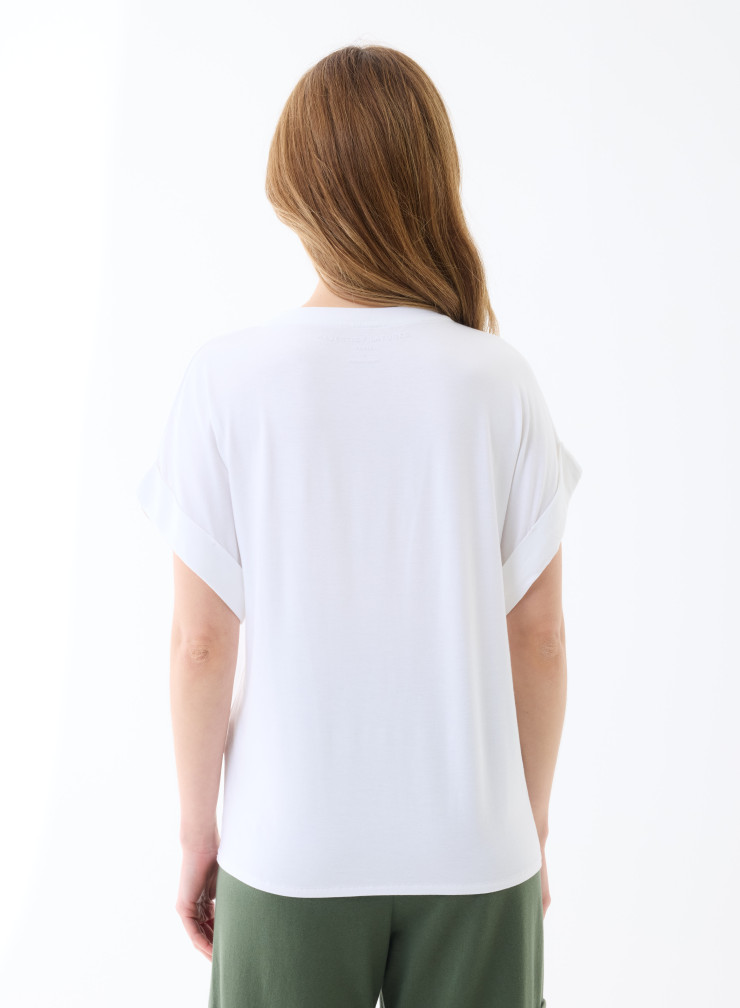 Camiseta de manga corta y cuello redondo de Viscosa / Elastano