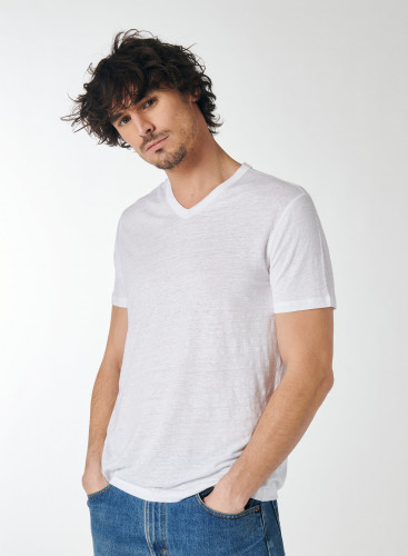 Louis V-neck Linen / Elastane T-shirt