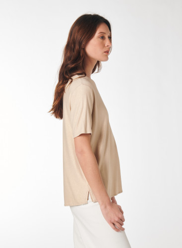 Round neck elbow sleeves T-shirt