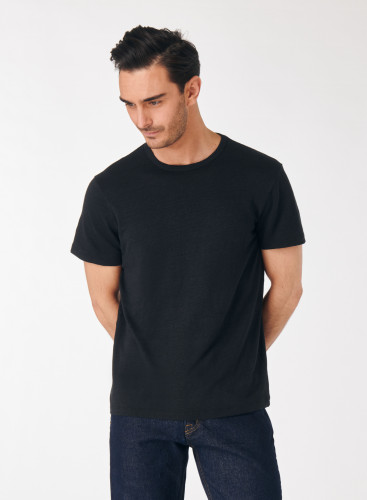 T-shirt noir col rond manches courtes