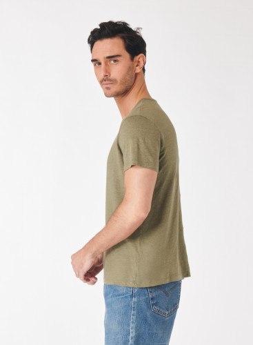 Khaki short sleeve round neck t-shirt