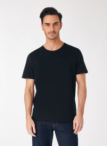 T-shirt noir col rond manches courtes