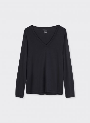 Lyocel, Tencel / Cotton long sleeve V-neck T-shirt