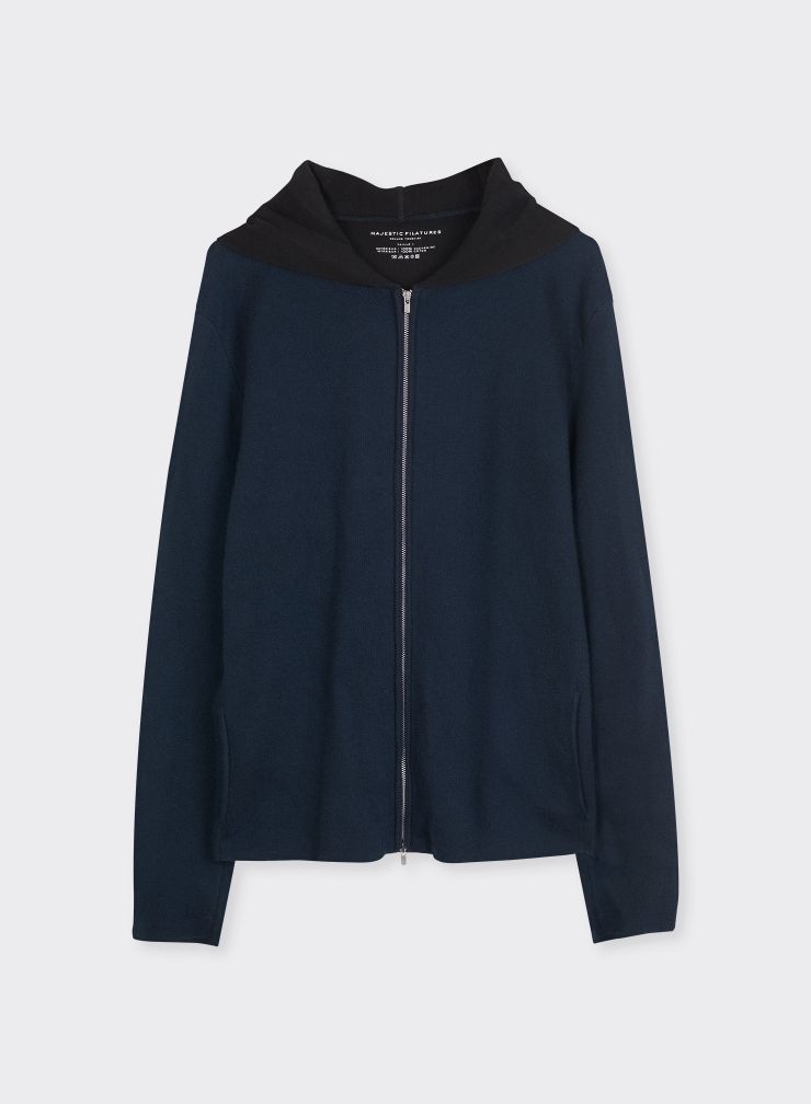 Cashmere hooded sweatshirt with zip