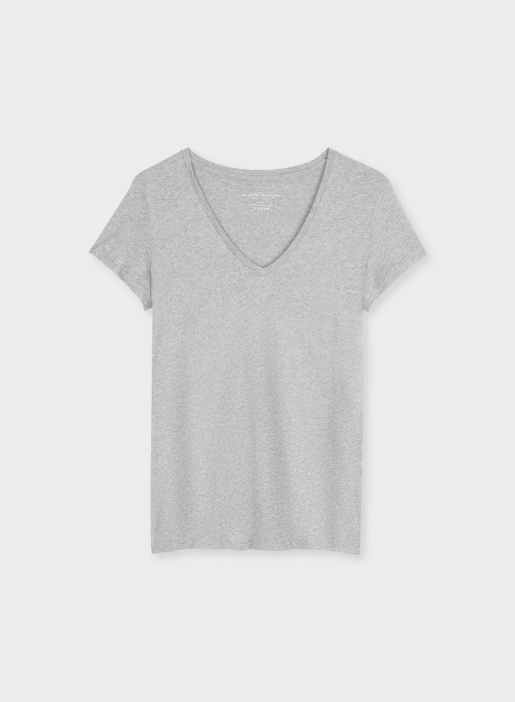 T-shirt Julia col V manches courtes en Coton