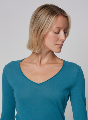 Carole Cotton / Cashmere long sleeve V-Neck T-Shirt