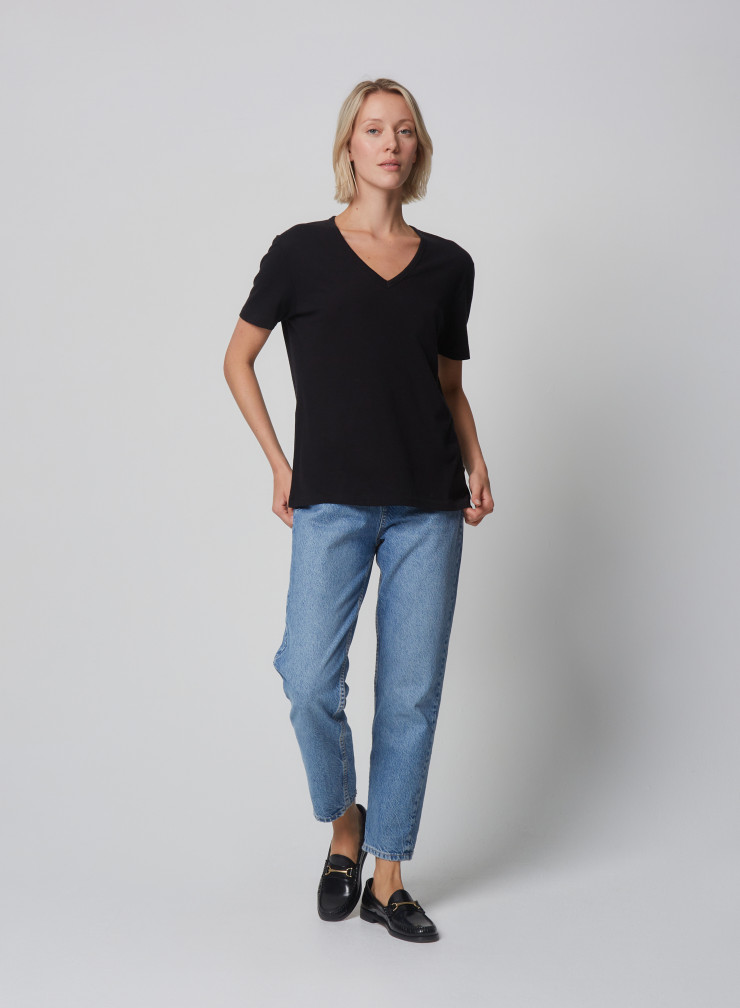 Cotton / Cashmere short sleeve V-Neck T-Shirt