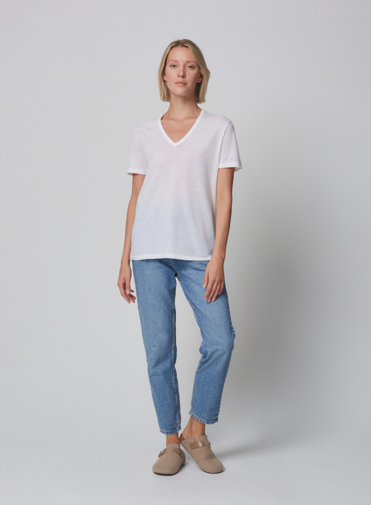 Cotton / Cashmere short sleeve Round Neck T-Shirt
