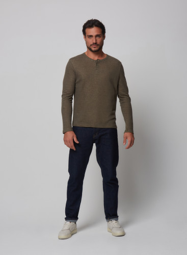Tunesien-T-Shirt mit langen Ärmeln aus Baumwolle / Kaschmir
