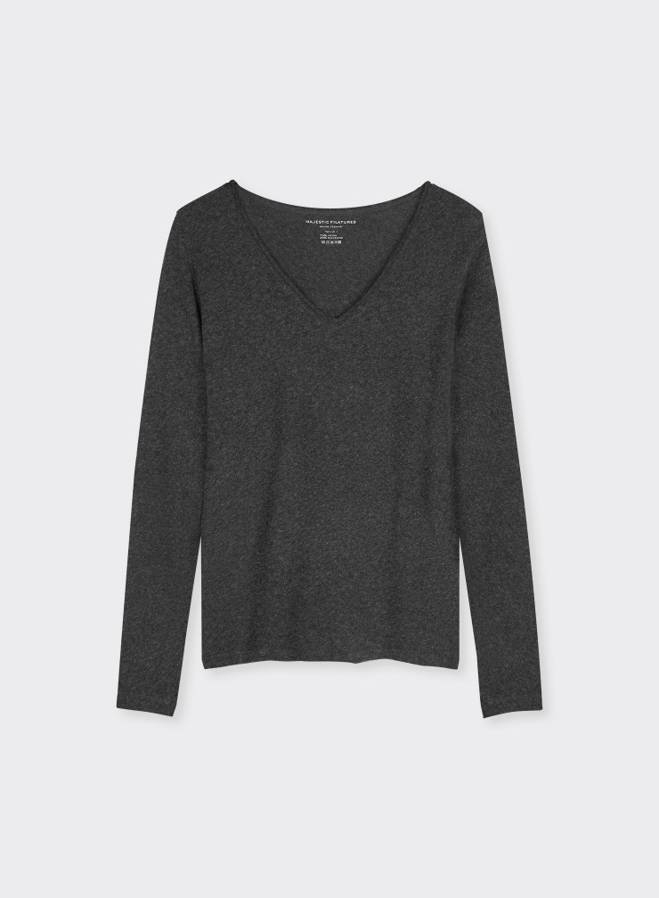 Cotton / Cashmere long sleeve V-Neck T-Shirt