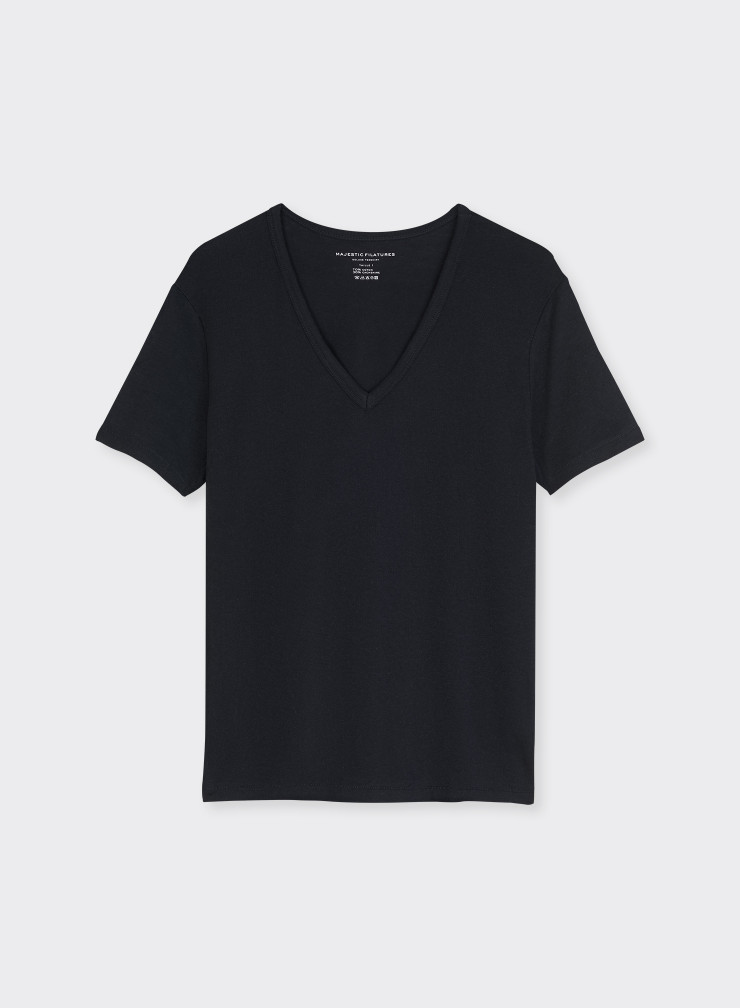 Cotton / Cashmere short sleeve round neck T-shirt