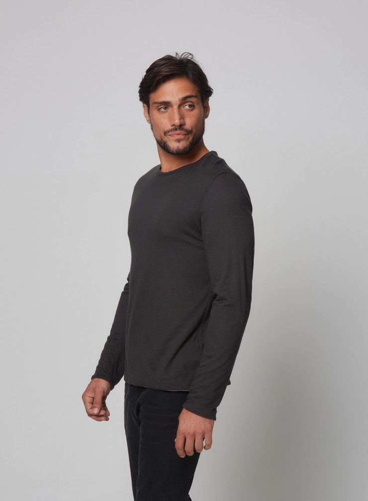 Modal / Cotton / Silk long sleeve round neck T-shirt