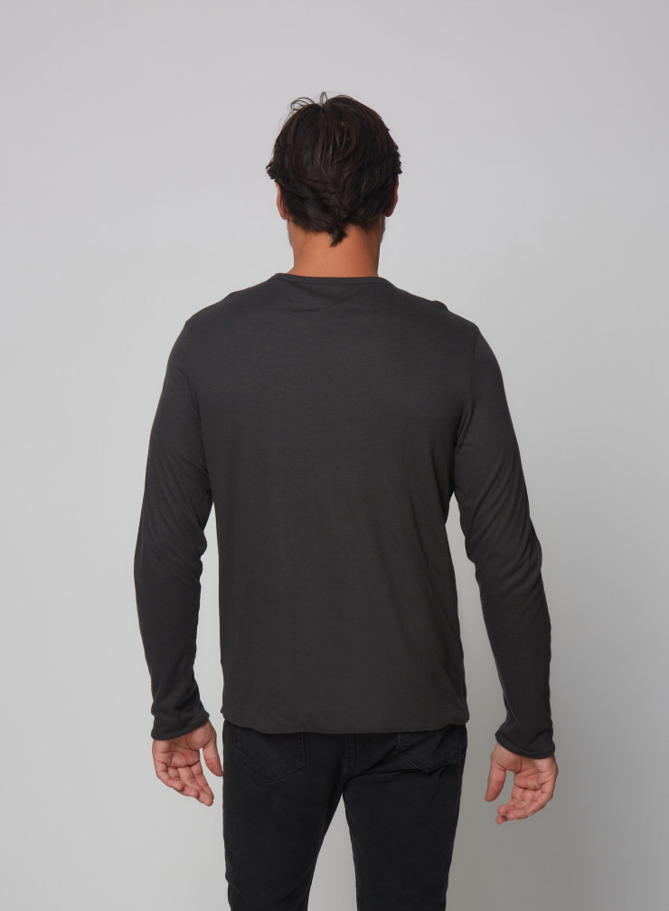 Modal / Cotton / Silk long sleeve round neck T-shirt
