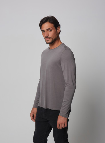 Lyocel / Cotton Long sleeve round neck t-shirt