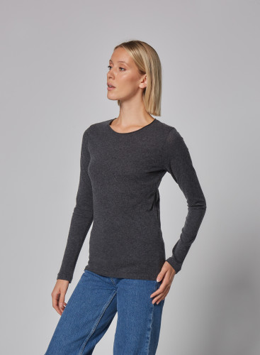 Carly Cotton / Cashmere long sleeve round neck T-shirt