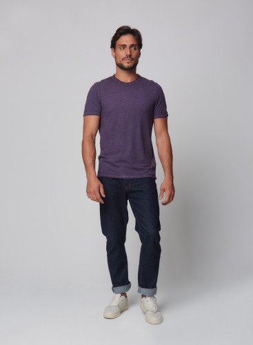 T-Shirt mit rundem Halsausschnitt und kurzen Ärmeln aus Baumwolle / Kaschmir