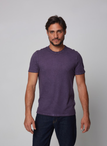 Cotton / Cashmere short sleeve round neck t-shirt