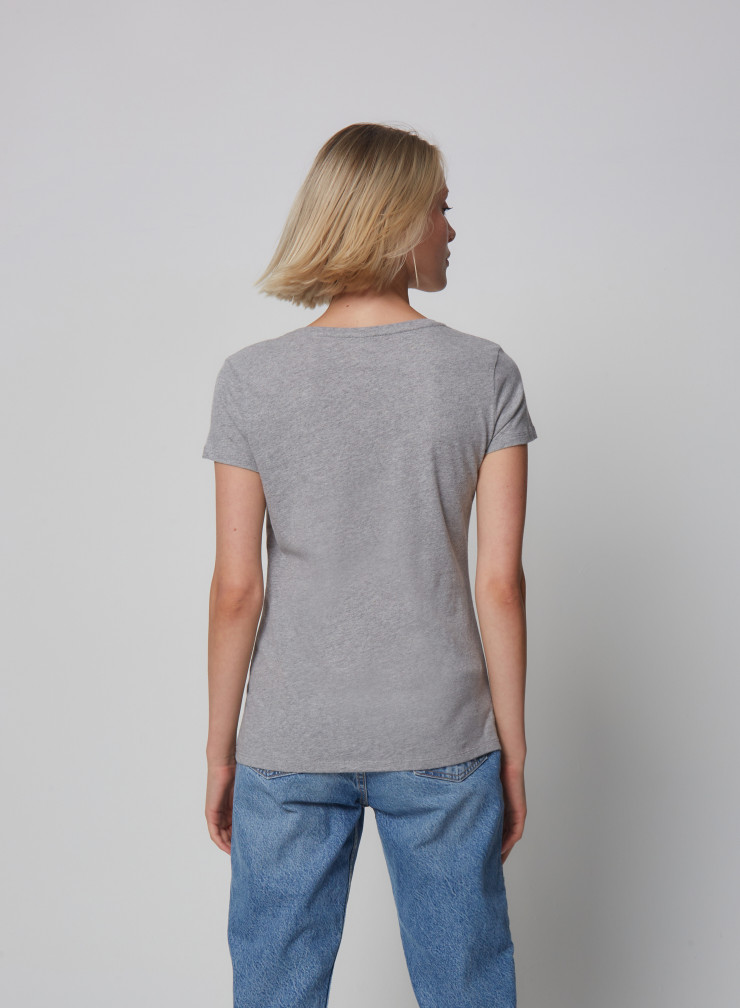 T-shirt Julia col V manches courtes en Coton