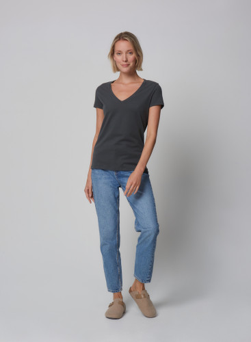 T-shirt Julia col-V manches courtes en Deluxe Coton
