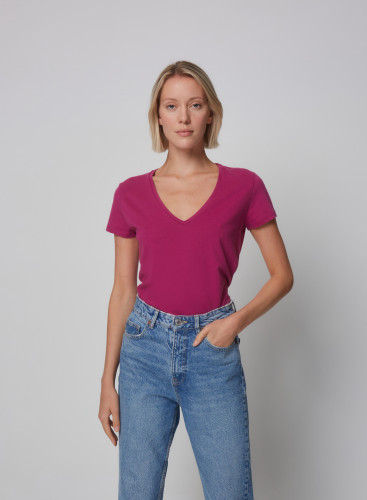 Julia V-Ausschnitt T-Shirt mit kurzen Ärmeln aus Baumwolle