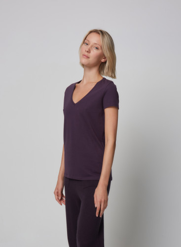 Julia V-Ausschnitt T-Shirt mit kurzen Ärmeln aus Baumwolle
