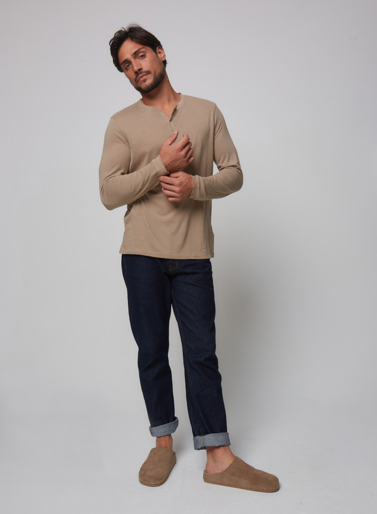 Cotton / Cashmere tunisian long sleeve t-shirt