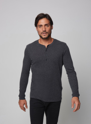 Tunesien-T-Shirt mit langen Ärmeln aus Baumwolle / Kaschmir