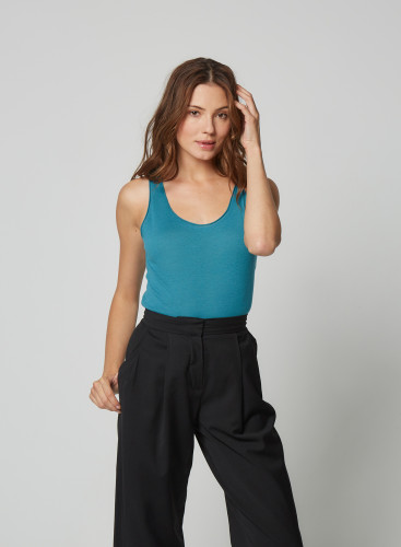 Camila rolled finish Cotton/Cashmere tank top