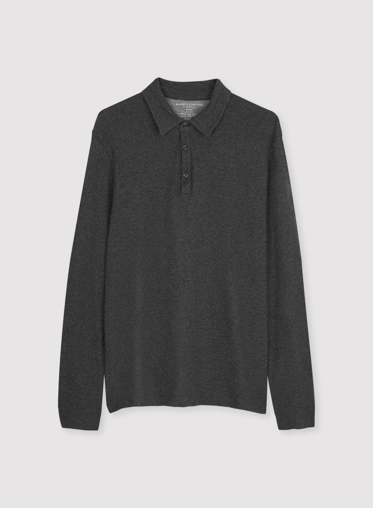 Cotton / Cashmere long sleeve polo