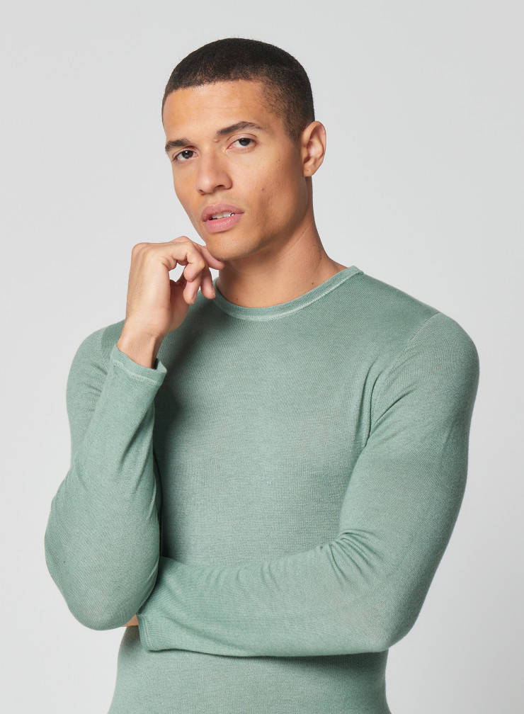 Pull col rond manches longues en Cachemire