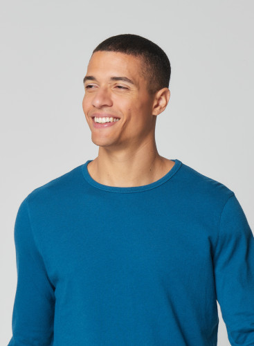 T-Shirt mit rundem Halsausschnitt und langen Ärmeln aus Baumwolle / Kaschmir