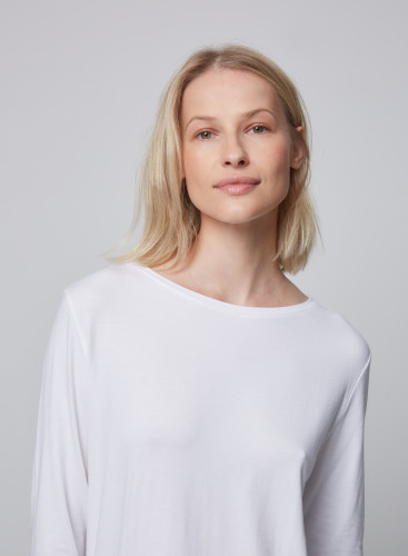 Viscose / Elastane 3/4 sleeves boat neck t-shirt