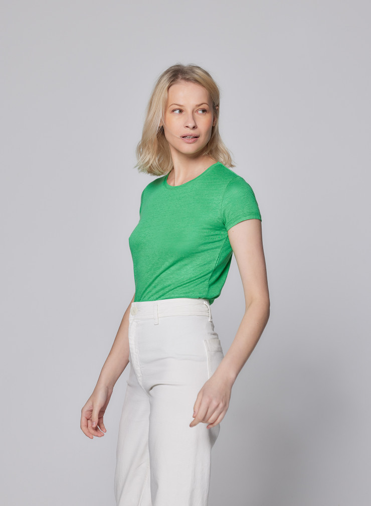 Linen / Elastane short sleeves round neck t-shirt