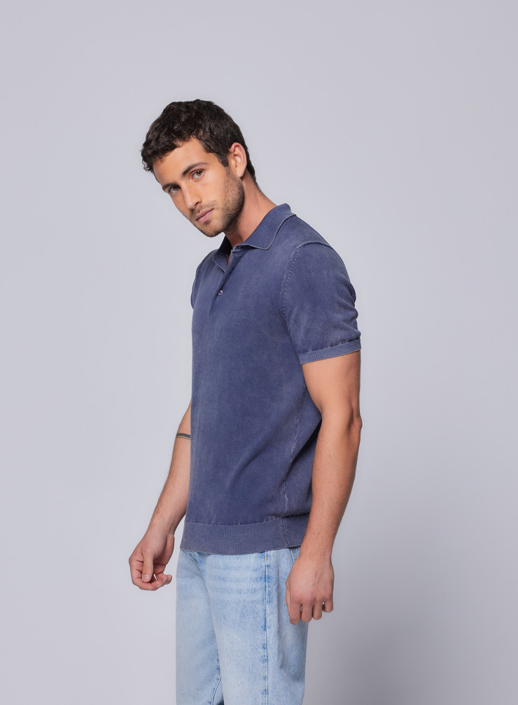 Short Sleeve Polo Shirt in Organic cotton / Elastane