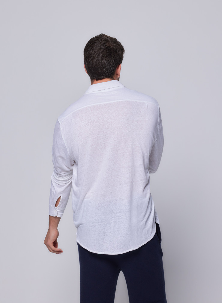 Long Sleeve Shirt in Linen / Elastane