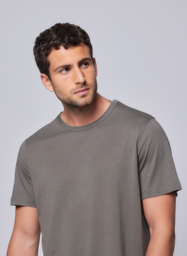 T-Shirt mit rundem Halsausschnitt und kurzen Ärmeln aus Lyocel / Baumwolle