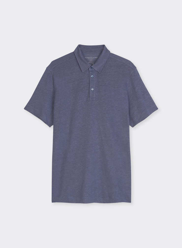 Short Sleeve Polo Shirt in Linen / Elastane